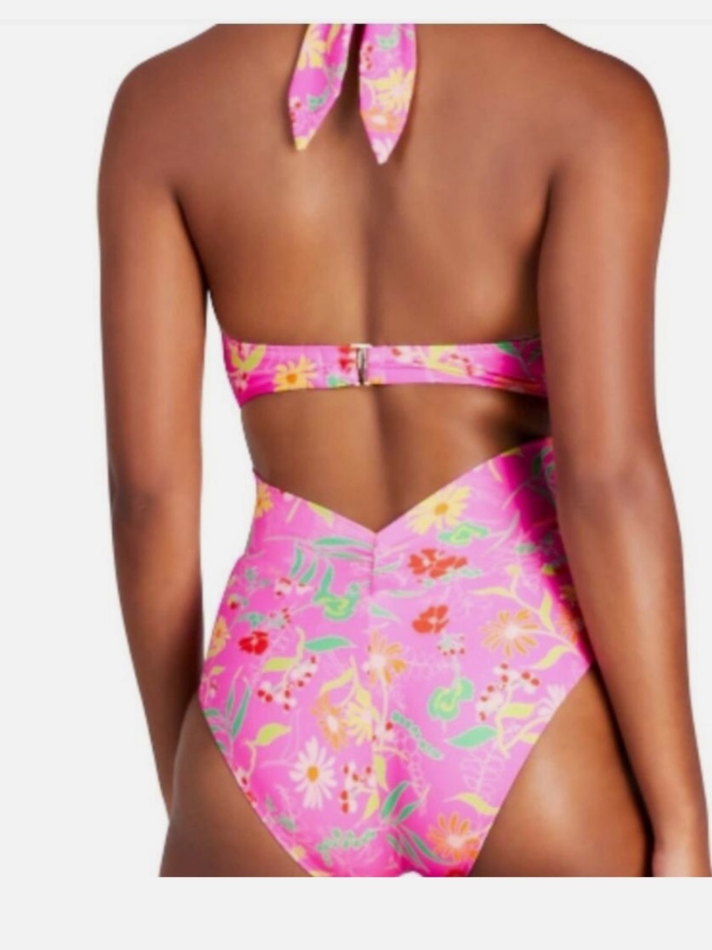 kate spade Pink flash Floral One-Piece lined flower & berries Swimsuit NWT M - Picture 2 of 14